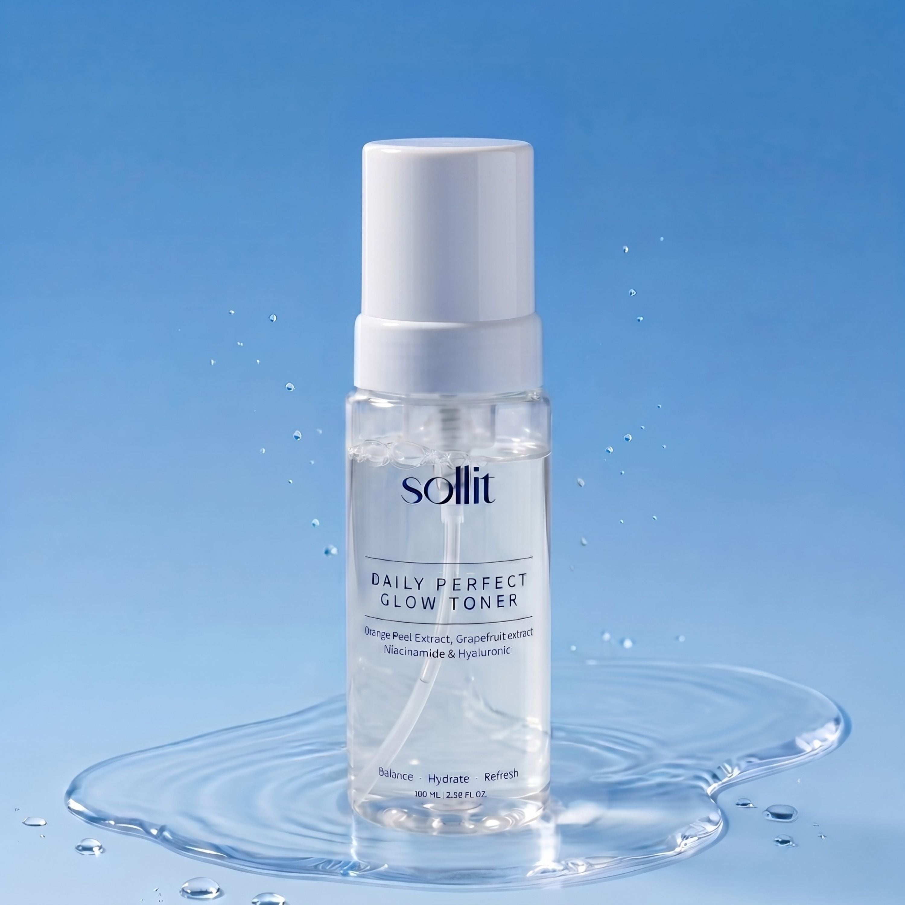 Sollit Daily Perfect Glow Toner | Orange Peel, Grapefruit & Cucumber Extract | Niacinamide & Hyaluronic Acid Toner | Hydrating & Refreshing Face Toner | 100ml