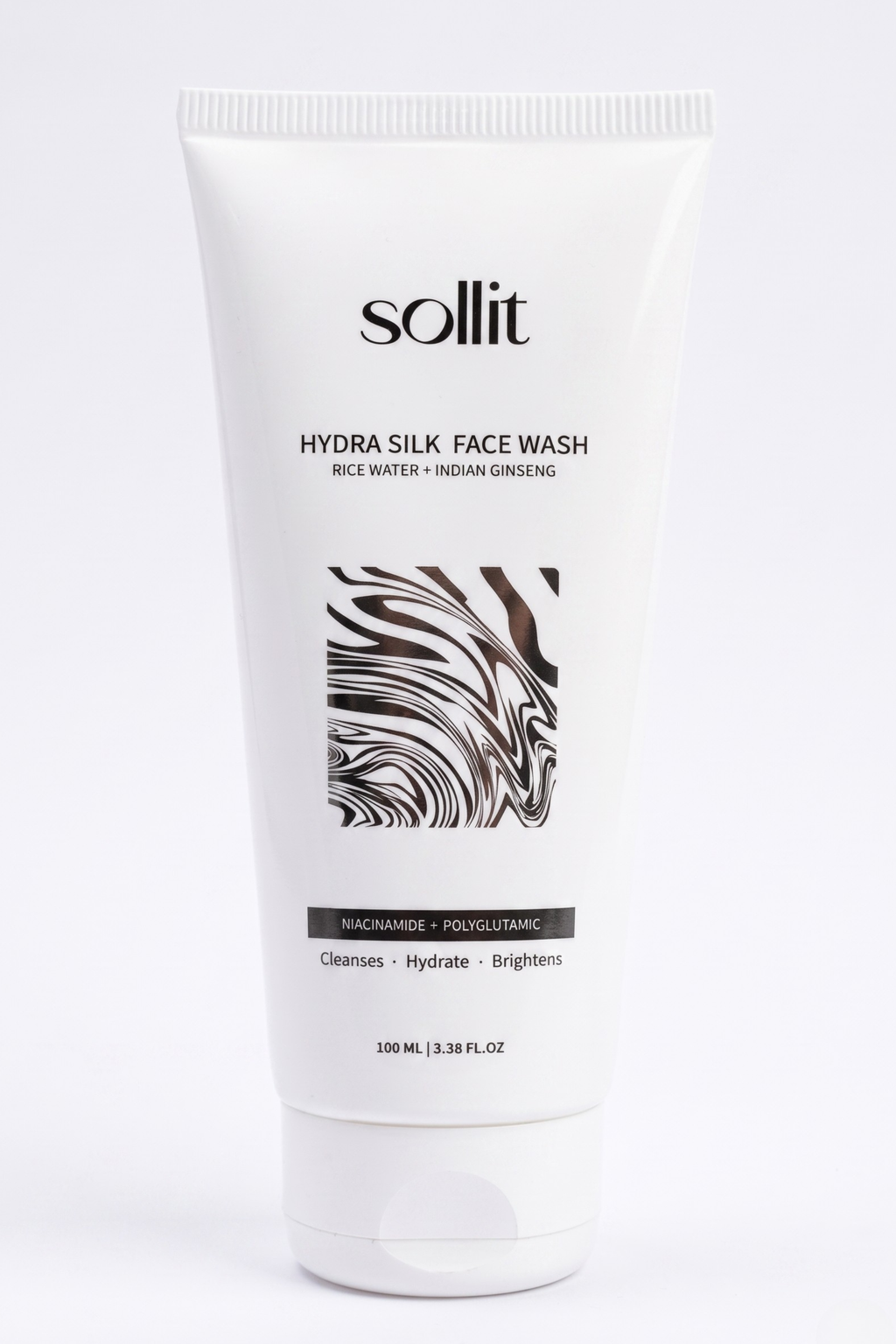 Sollit Hydra Silk Face Wash with Rice Water & Indian Ginseng | Niacinamide + Polyglutamic Acid Face Cleanser | Hydrating & Brightening Face Wash | 100ml