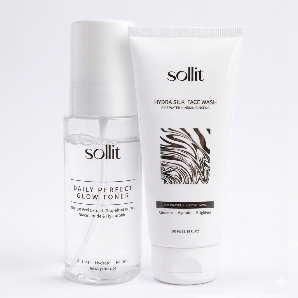 Sollit Glow & Hydrate Duo | Face Wash + Toner | Cleanses, Hydrates & Brightens Skin